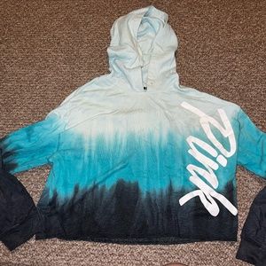 Pink, Blue, cropped hoodie, large